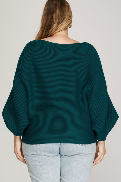 Ballon Sleeve Textured Pullover (S-2X)