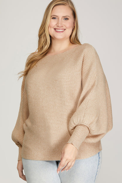 CURVE Ballon Sleeve Textured Pullover