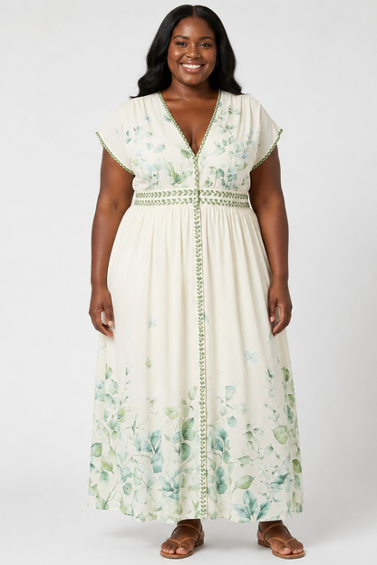 CURVE Floral Linen Dress