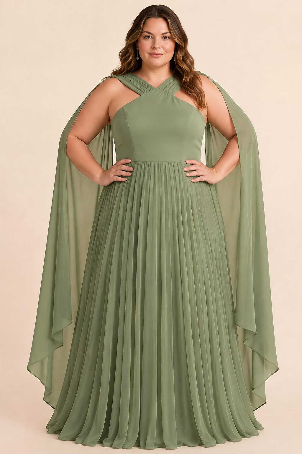 CURVE Pleated Draped Back Gown