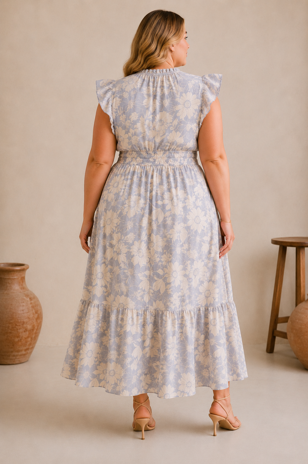 Plus size blue floral dress