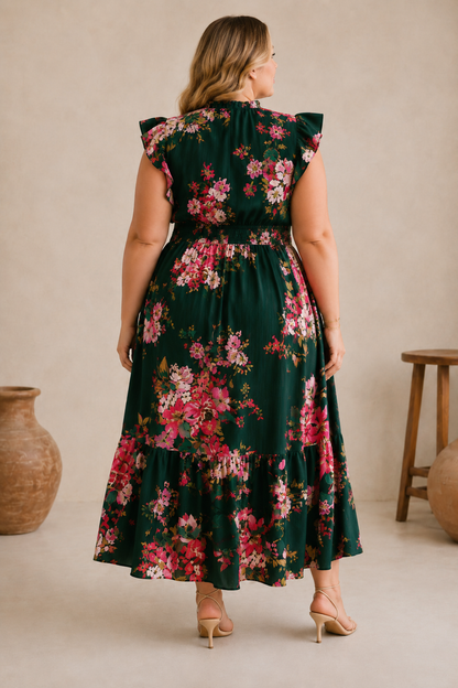 Plus size green floral Dress