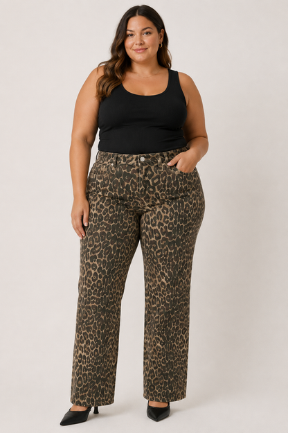 Leopard Straight Leg Jean (0-24W)