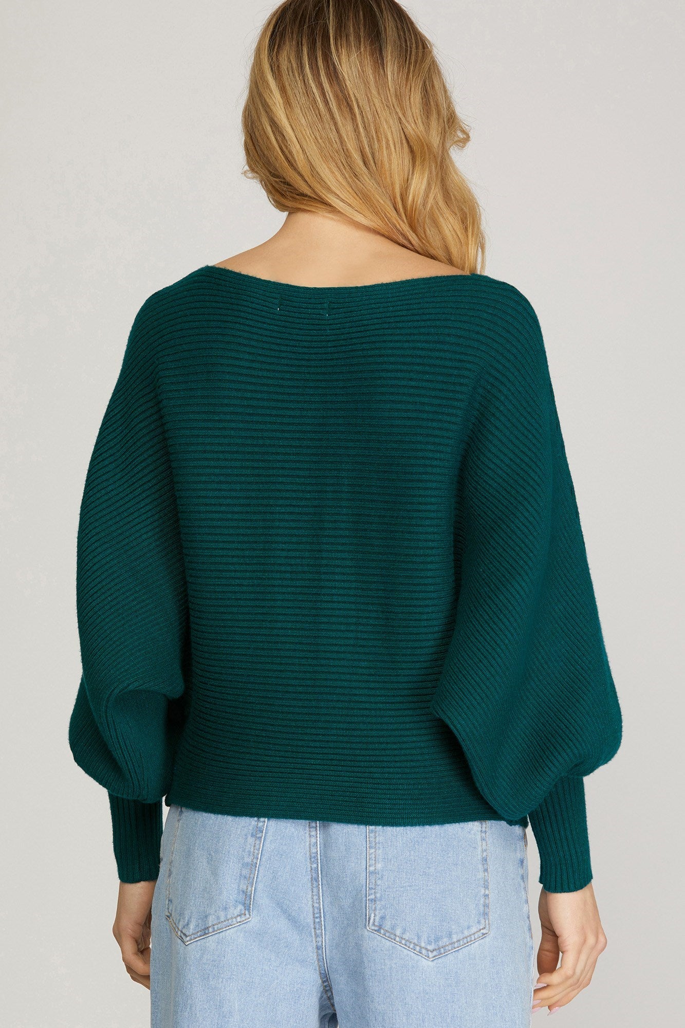 Ballon Sleeve Textured Pullover (S-2X)