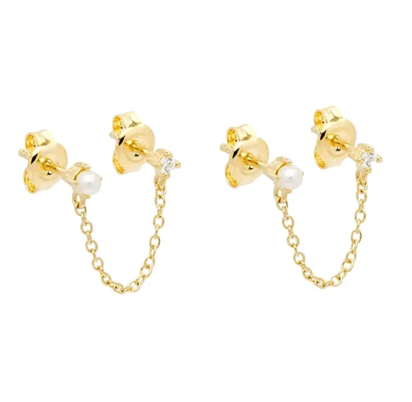 Double Piercing chain Earring 