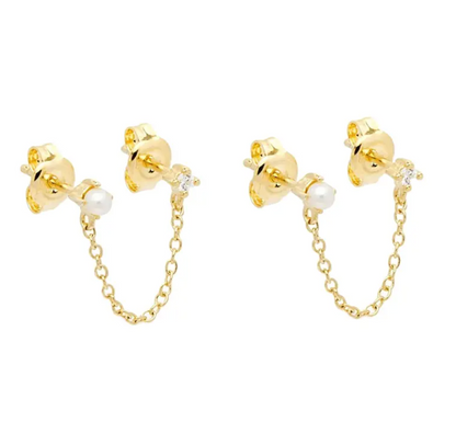 Double Piercing chain Earring 