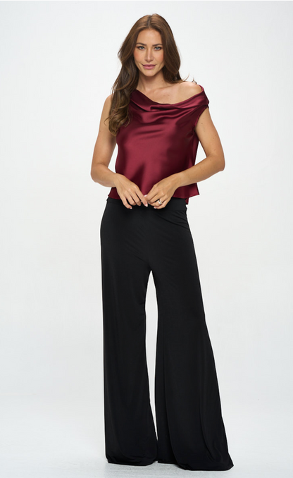 One Shoulder Satin Top