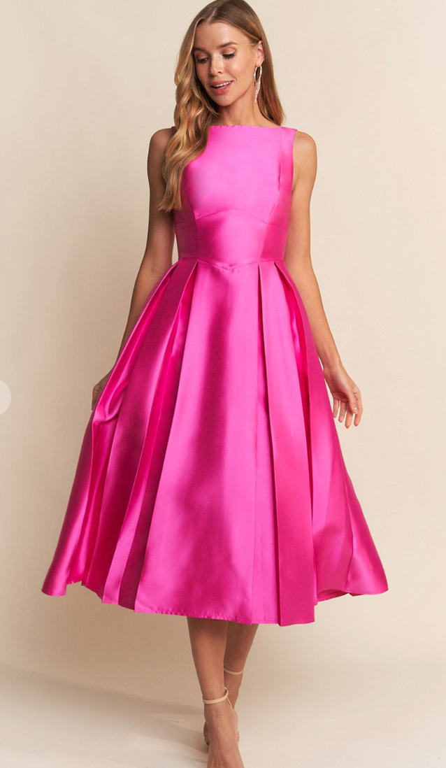 Fuchsia A-line Midi Dress