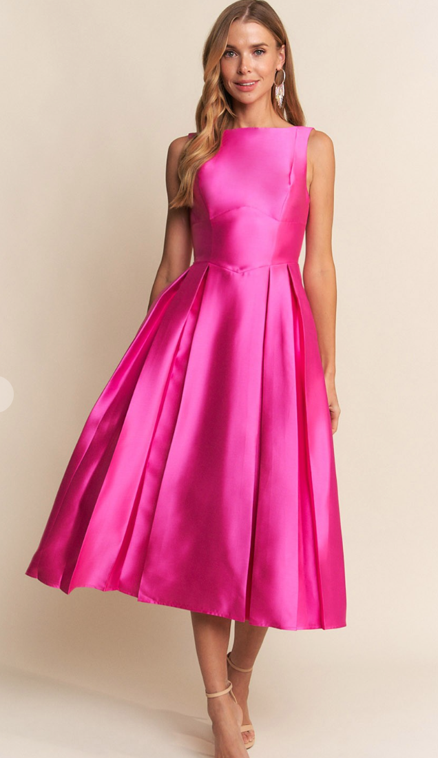 Fuchsia A-line Midi Dress