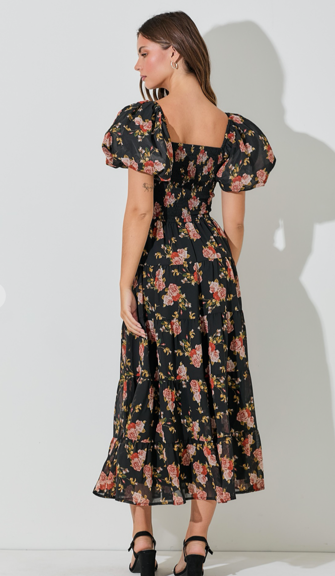 Floral Cutout Midi Dress (S-3X)