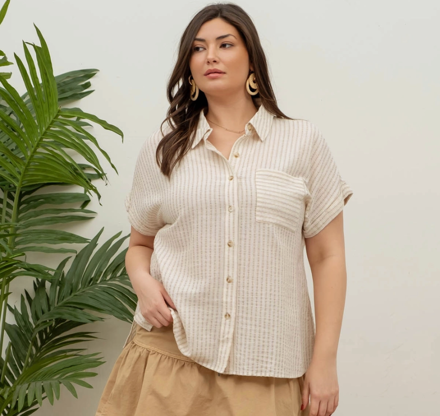 CURVE Linen Stripe Top