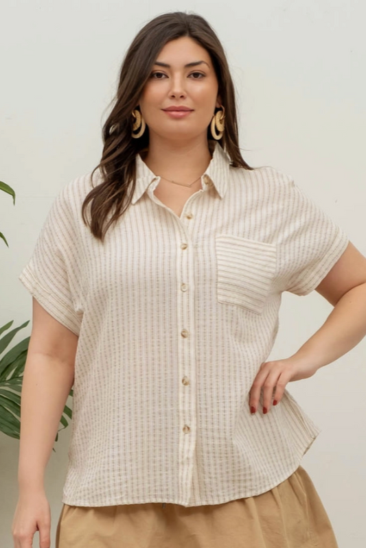 CURVE Linen Stripe Top