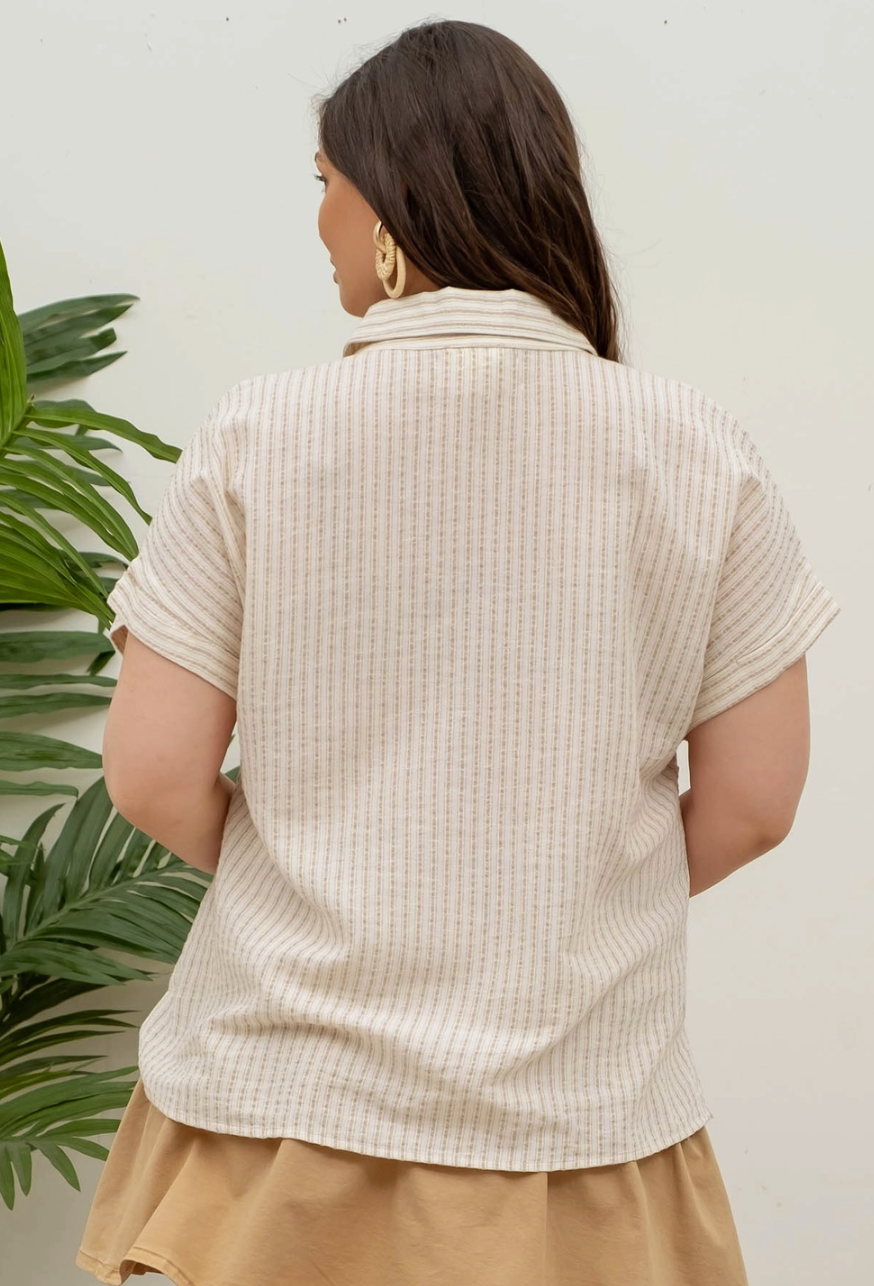 CURVE Linen Stripe Top