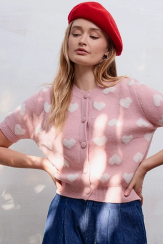 Heart SS Cardigan (S-3X)