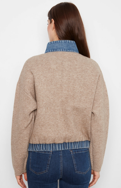 Denim Trim Sweater Jacket (S-XXL)