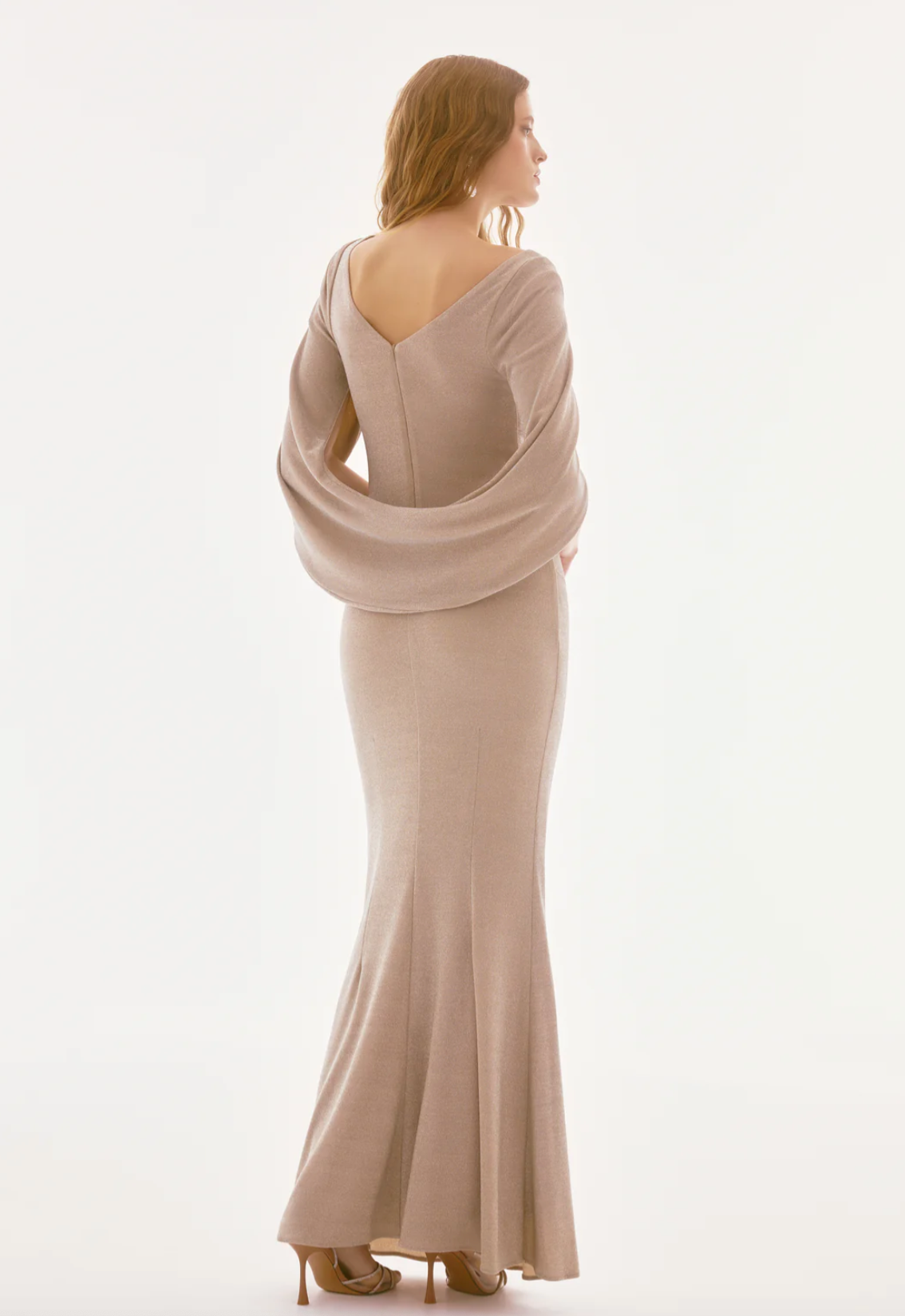 Shimmer Draped Back Gown (size 6-22)