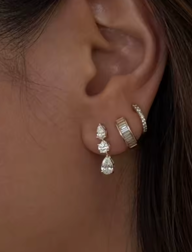 Three Stone Drop Earring