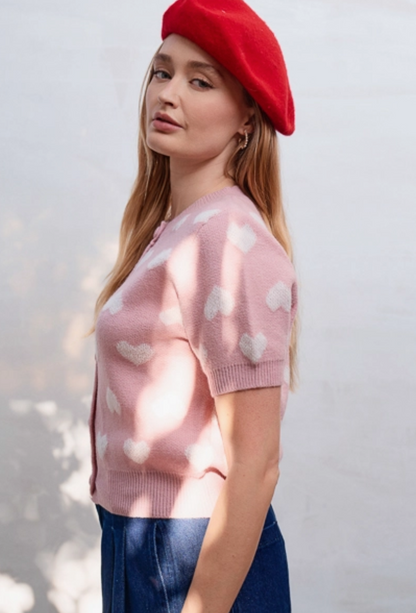 Heart SS Cardigan (S-3X)