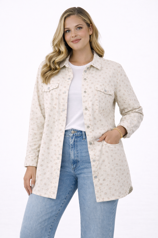Brunette the label shania floral jacket 
Plus size spring jacket
Plus size winnipeg