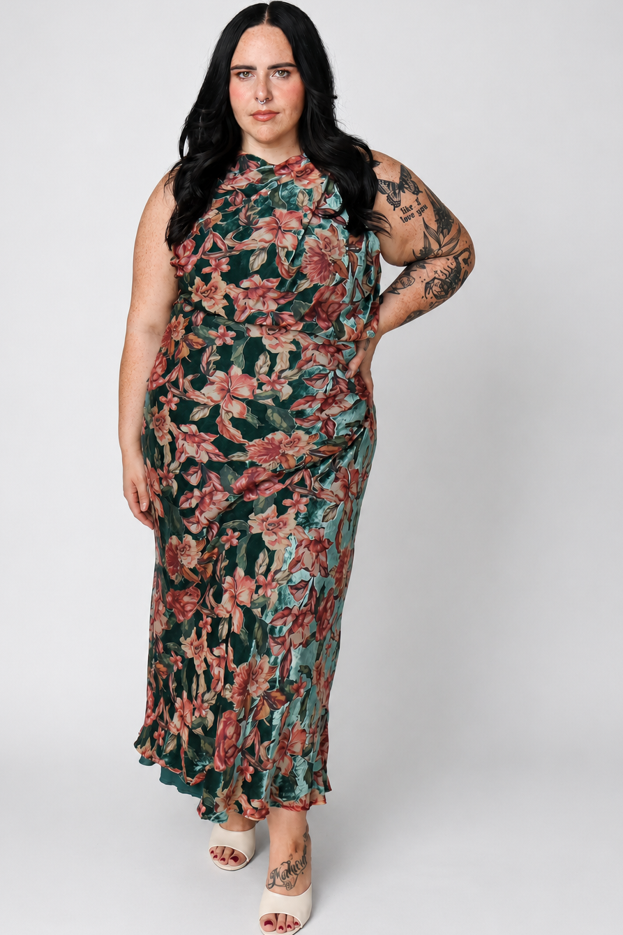 Veda Velvet Burnout Maxi Dress (S-XXL)