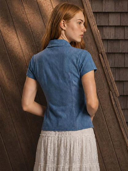 Denim SS Top (S-3X)