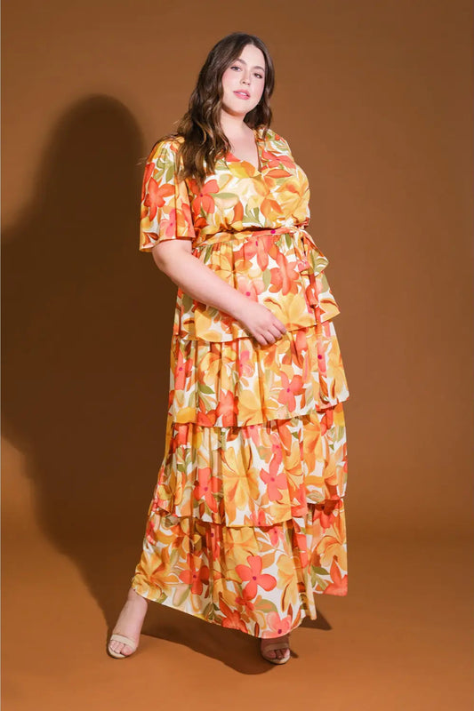 CURVE Tiered Autumn Maxi Dress