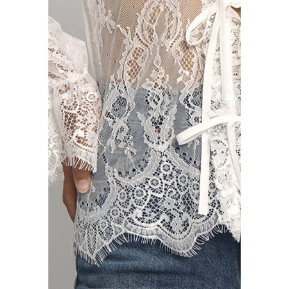 Lace Tie Front Top