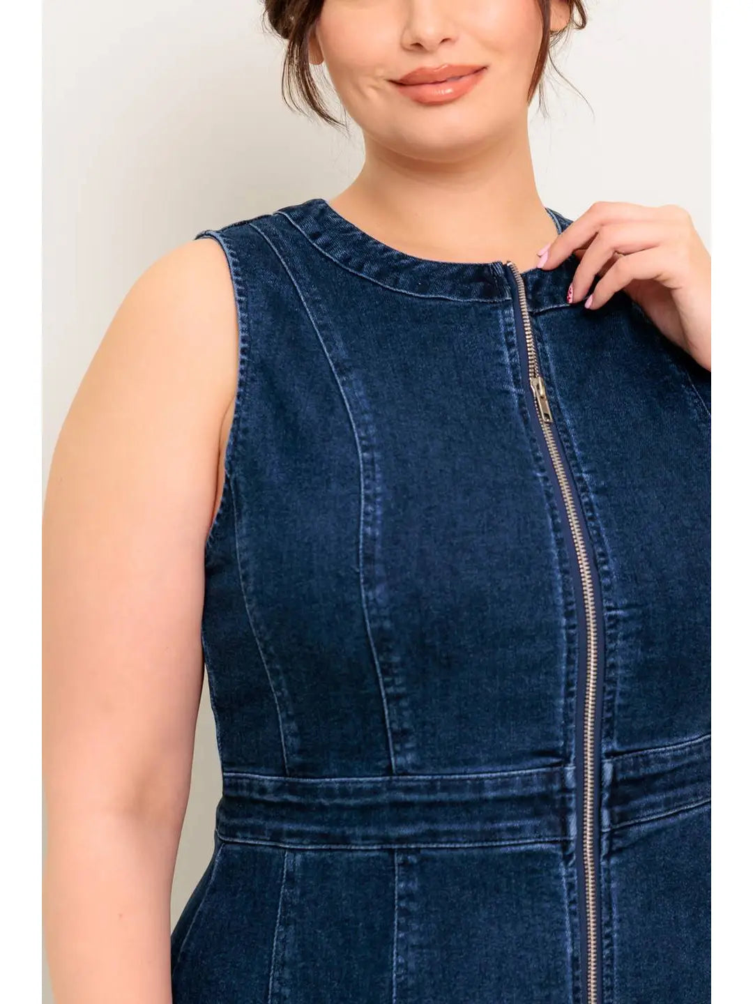 CURVE Denim Zip Midi Dress