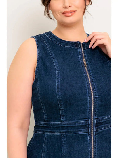 CURVE Denim Zip Midi Dress