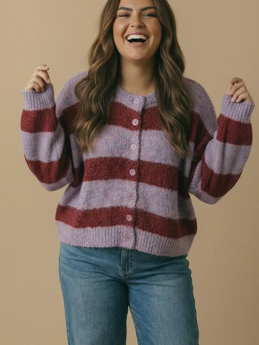 Striped Cardigan (S-3X)