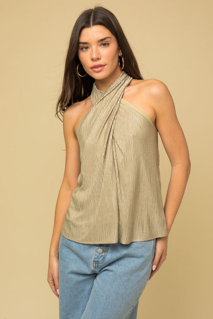 High Neck Textured Top (S-3X)