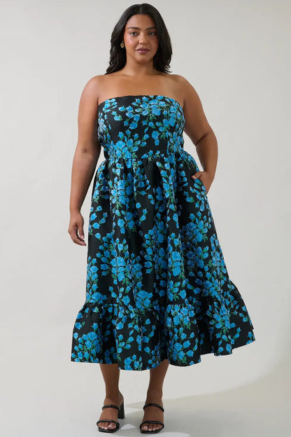 Aurra Strapless Midi Dress (XS-3X)