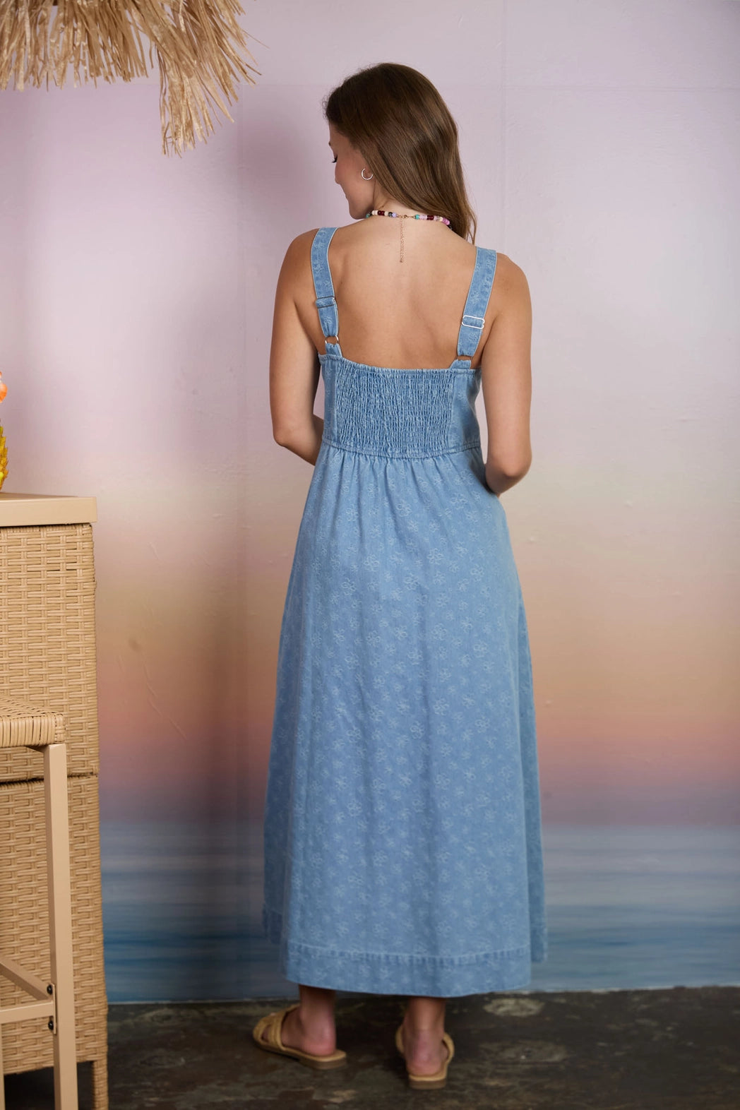 Floral Denim Midi Dress