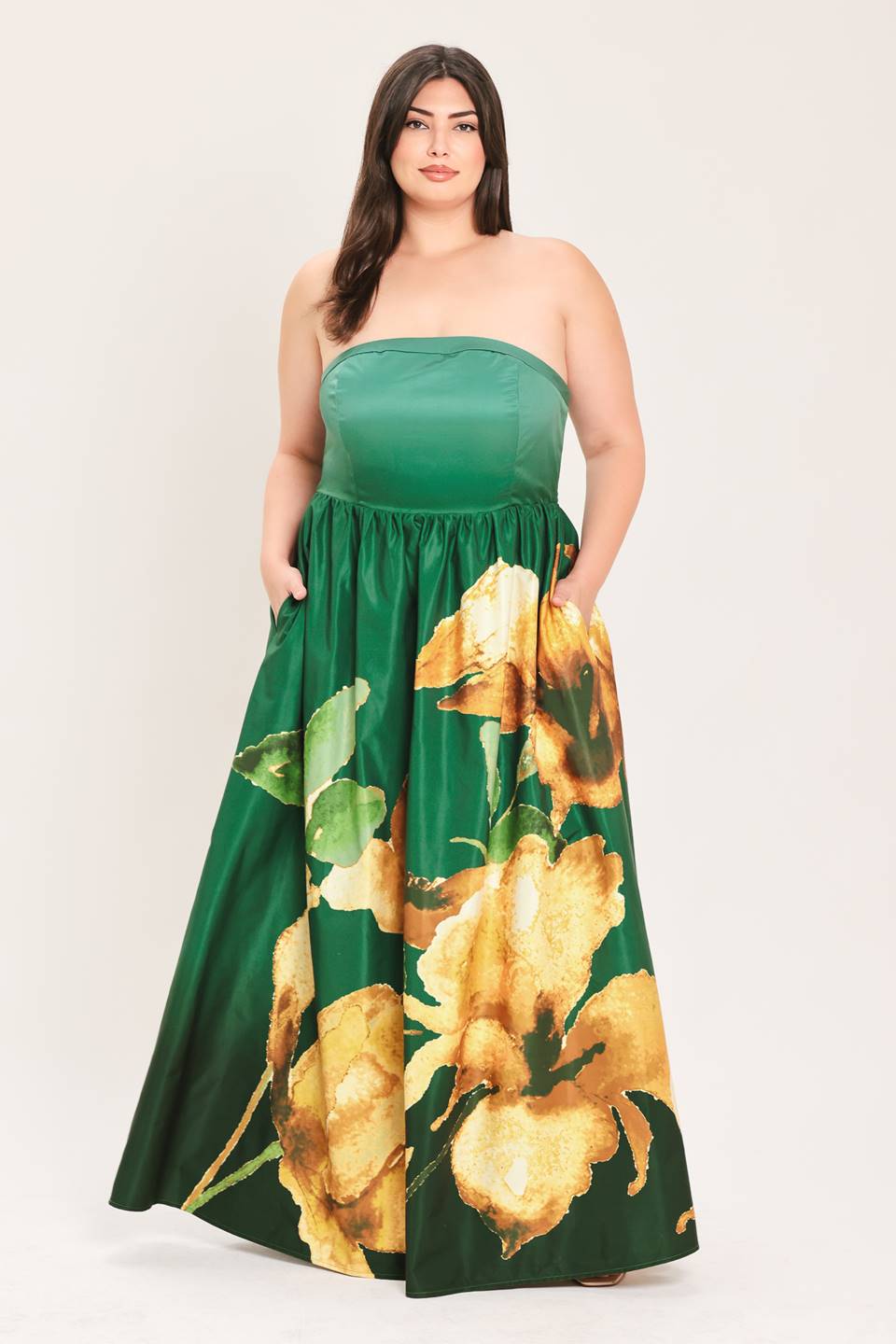 CURVE Floral Strapless Maxi Dress