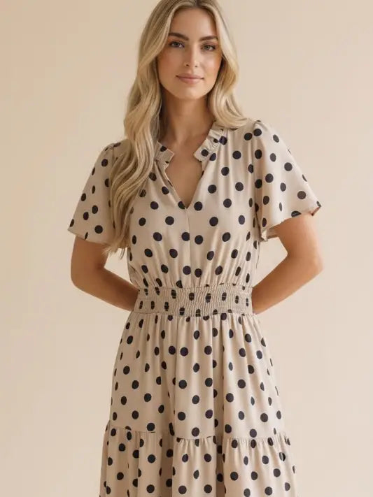 Polka Dot Midi Dress (S-3X)