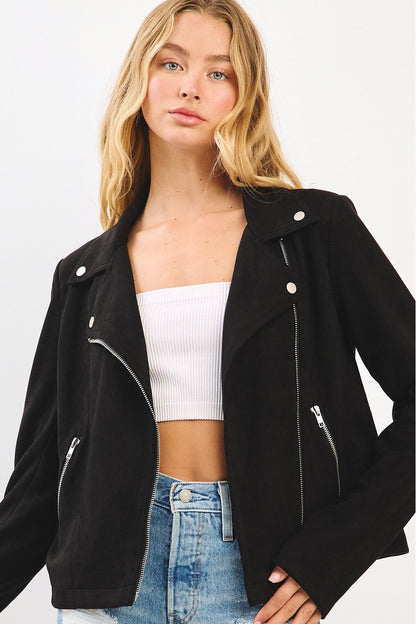 Faux Suede Moto Jacket