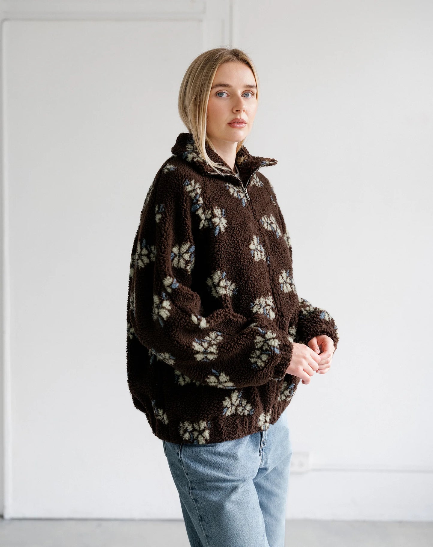 BRUNETTE THE LABEL Floral Sherpa Jacket (XS-2X)