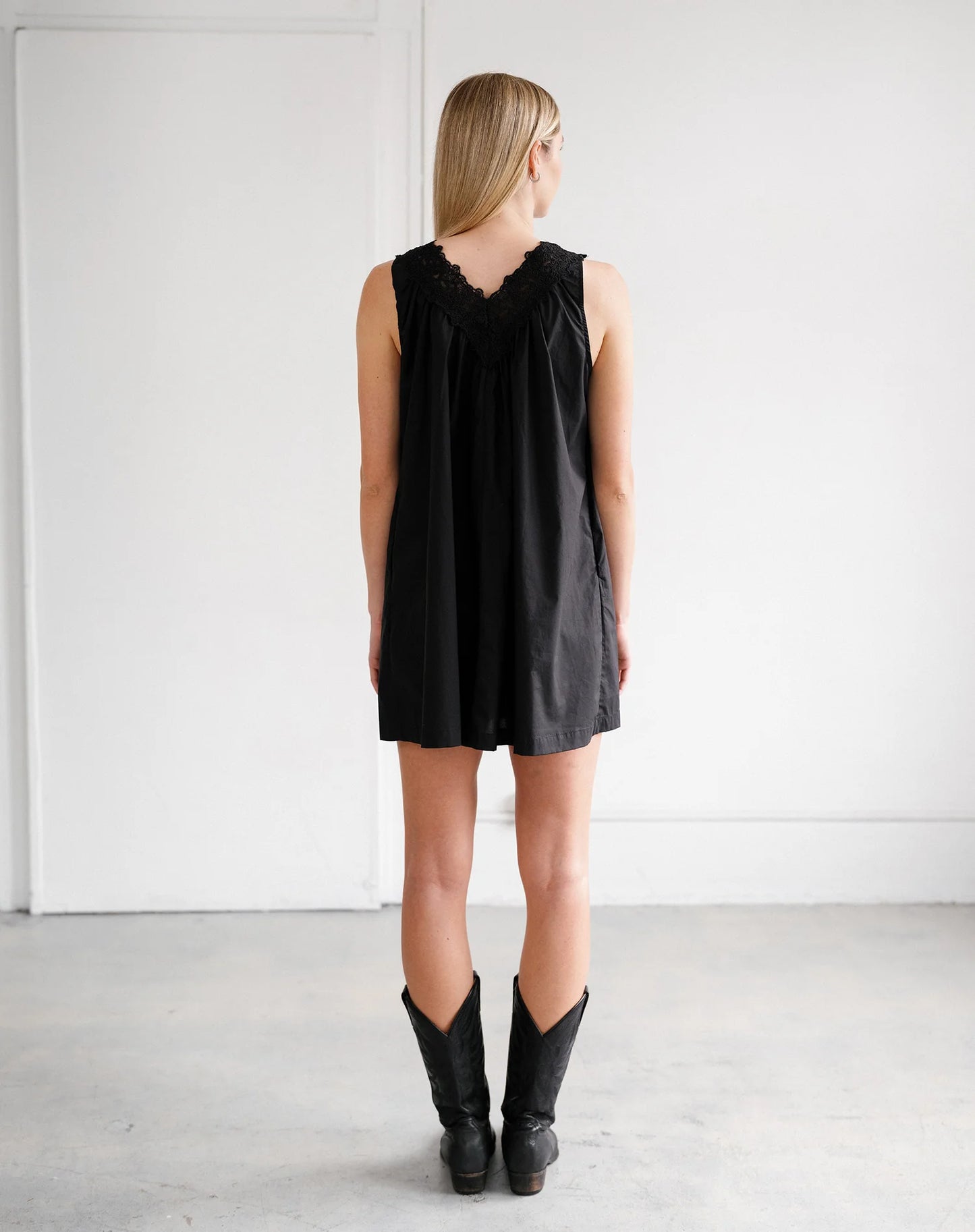 Lace Trim Poplin Mini Dress (S-3X)