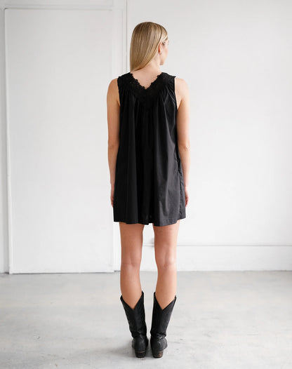Lace Trim Poplin Mini Dress (S-3X)