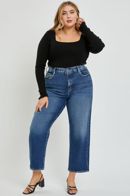 Comfortable plus size jeans wide leg high rise