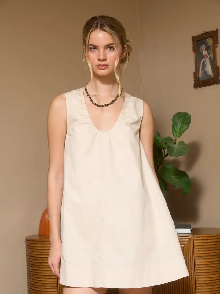 Gathered Neck Swing Dress