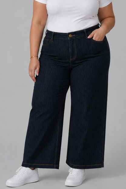 Colette Striped Wide Leg Jean (0-24W)