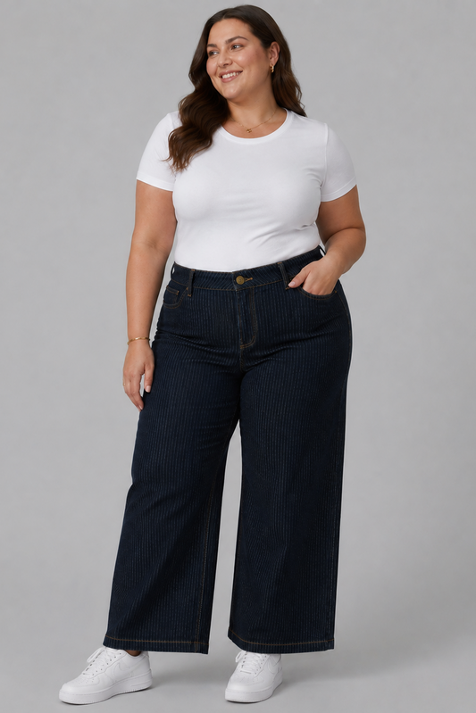 Colette Striped Wide Leg Jean (0-24W)
