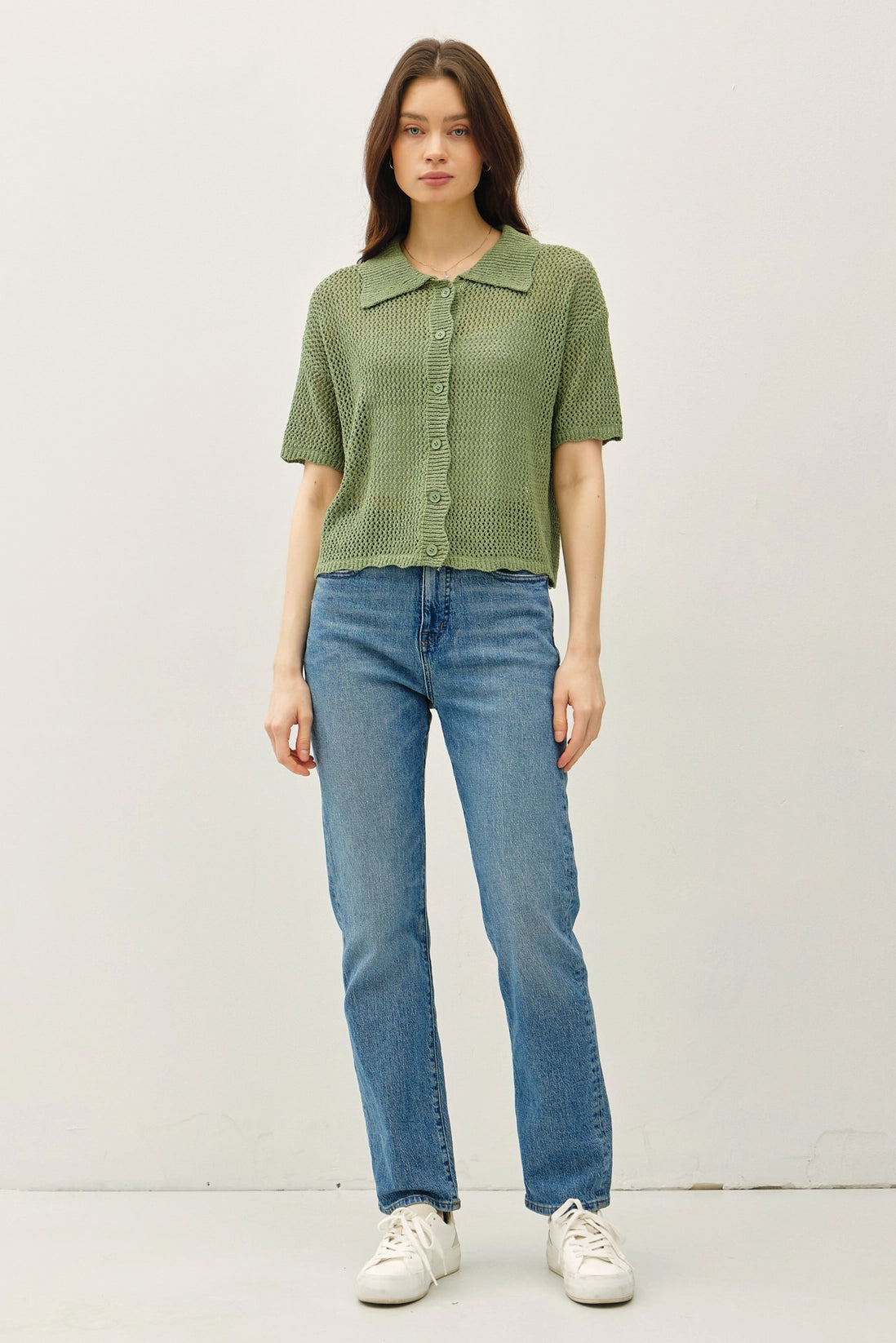Crochet Knit SS Top