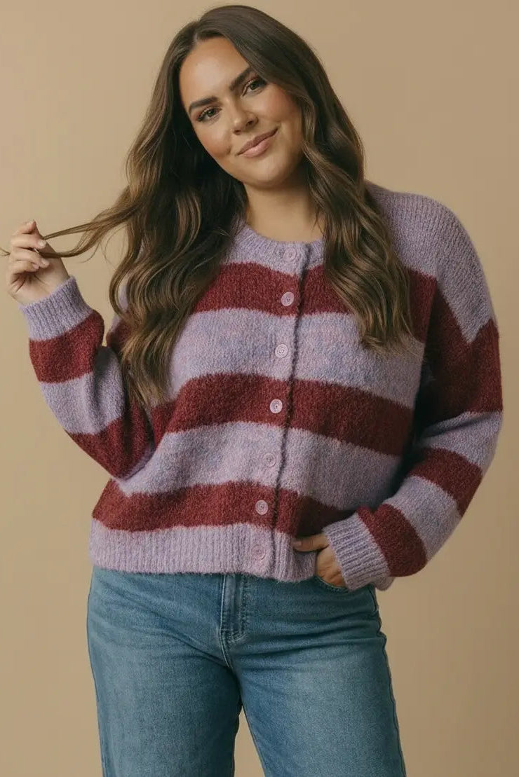 Striped Cardigan (S-3X)
