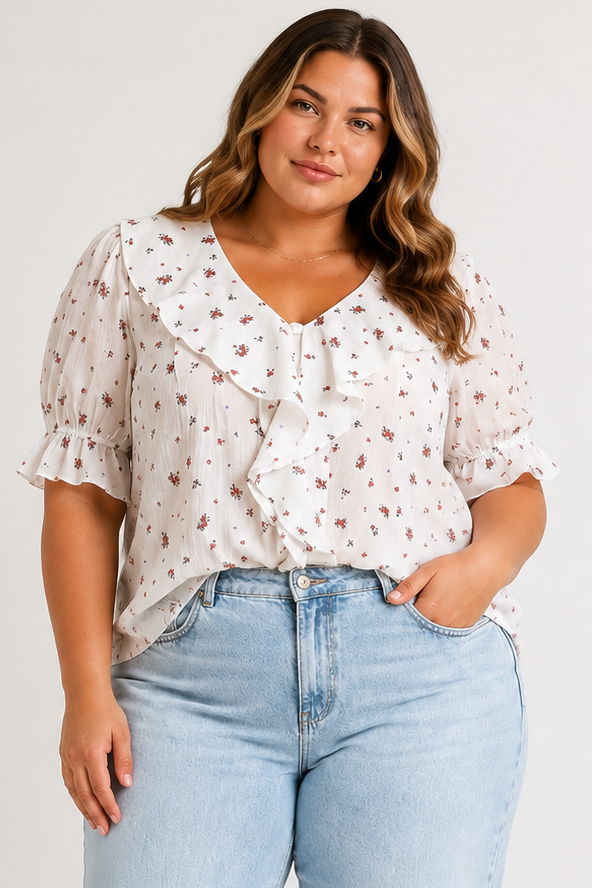 CURVE Lightweight Ruffle Blouse