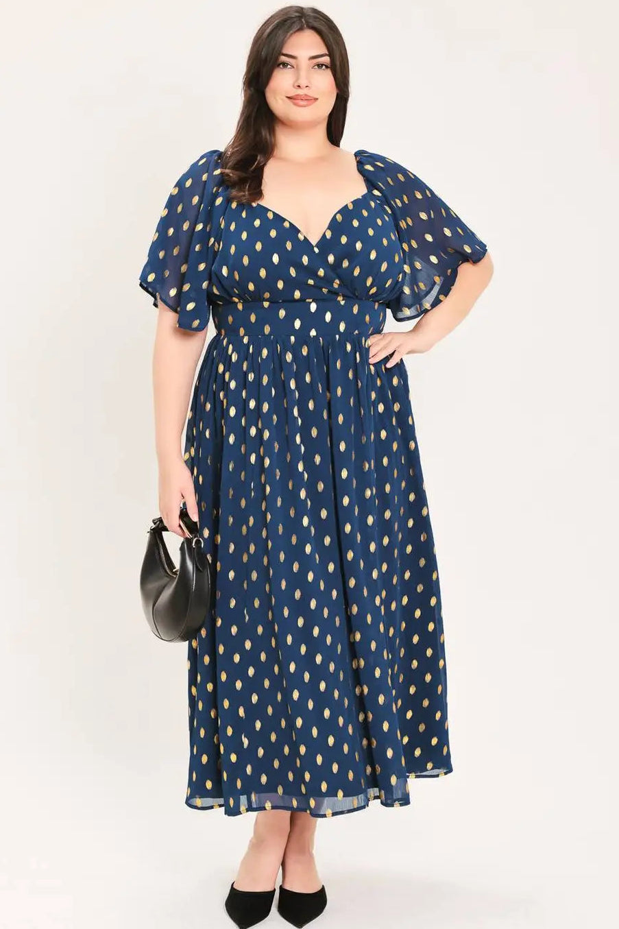 CURVE Foil Print Midi Dress