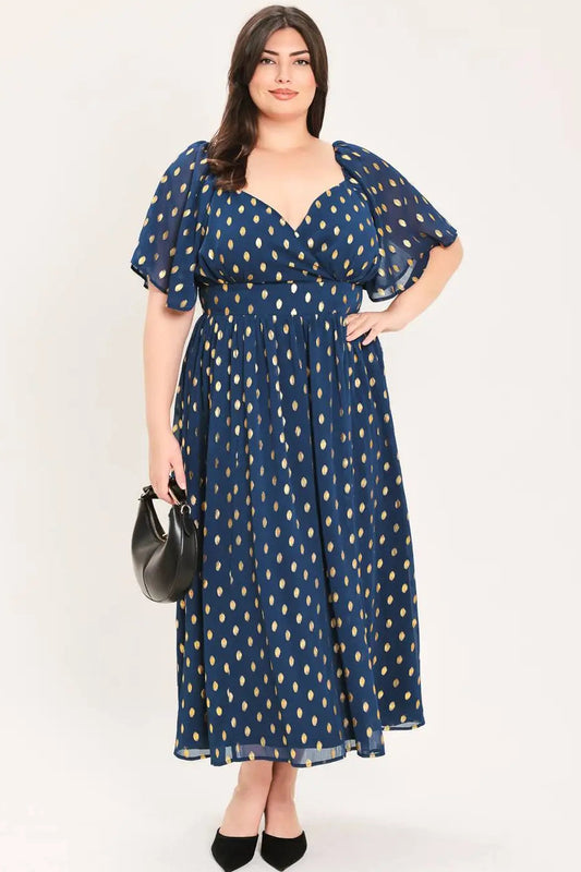 CURVE Foil Print Midi Dress