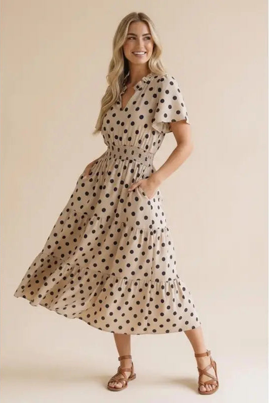 Polka Dot Midi Dress (S-3X)