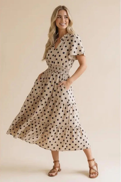 Polka Dot Midi Dress (S-3X)